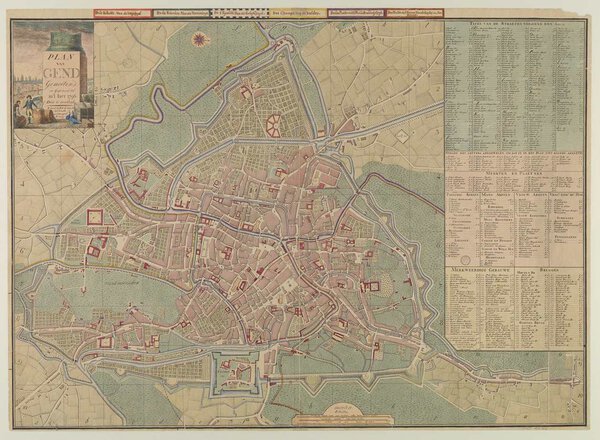 Museumkwaliteit reproductie van de oude kaart Gent 1796, het Plan van Gend van Georges Goethals.