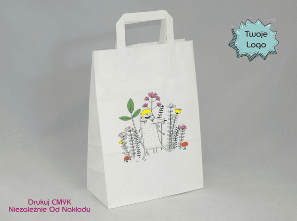 Torba 26 x 16,5 x 33 cm biała ucho płaskie