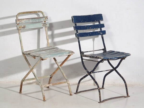 Sillas plegables de jardín antiguas (c.1920). Conjunto de 4 piezas #34