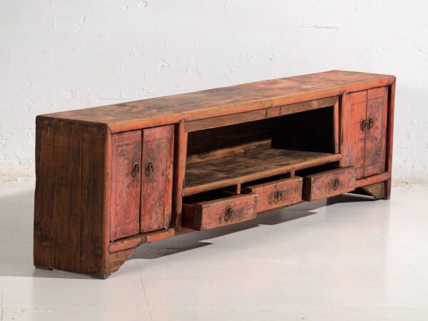 Meuble TV ancien à patine rouge (c.1900) #22
