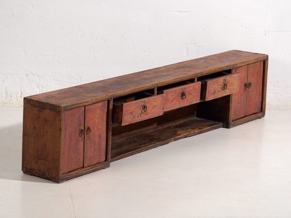 Mueble bajo antiguo con pátina de color rojo (c.1900) #29