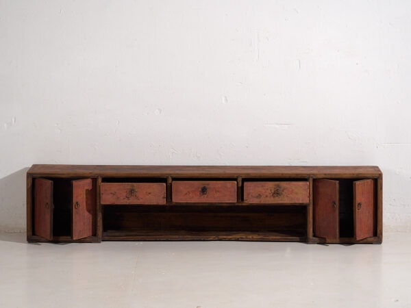 Mueble bajo antiguo con pátina de color rojo (c.1900) #29