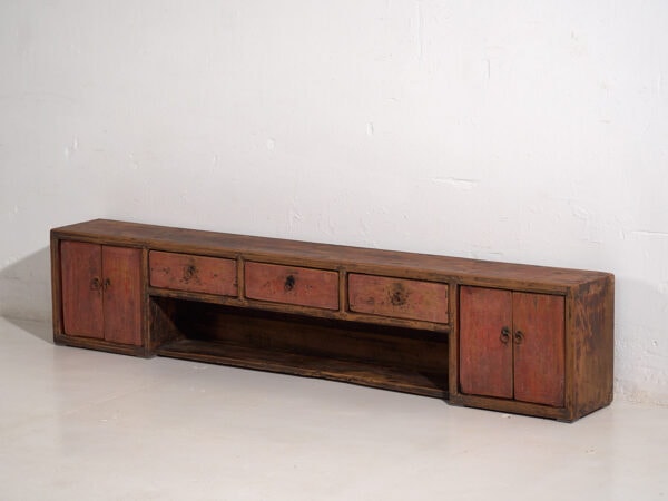 Mueble bajo antiguo con pátina de color rojo (c.1900) #29