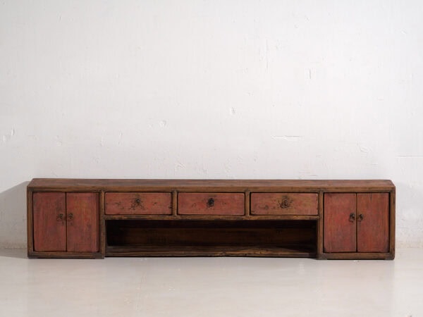 Mueble bajo antiguo con pátina de color rojo (c.1900) #29