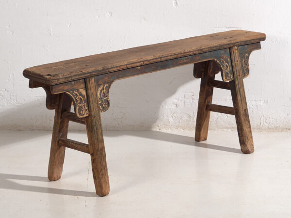 Banc asiatique ancien aux teintes bleu marine (c.1870) #10