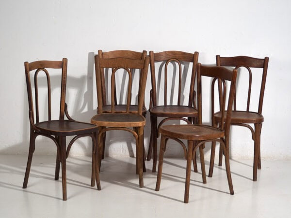 Chaises de salle à manger anciennes (c.1920). Ensemble de 6 pièces n°2