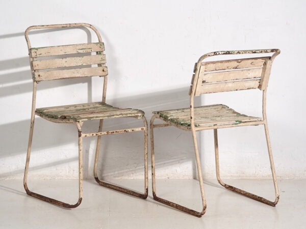 Chaises de jardin blanches anciennes (c.1920). Ensemble de 4 pièces #35