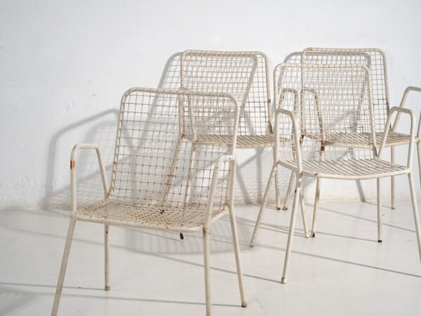 Chaises d'extérieur anciennes avec accoudoirs (vers 1920). Ensemble de 4 pièces n°4