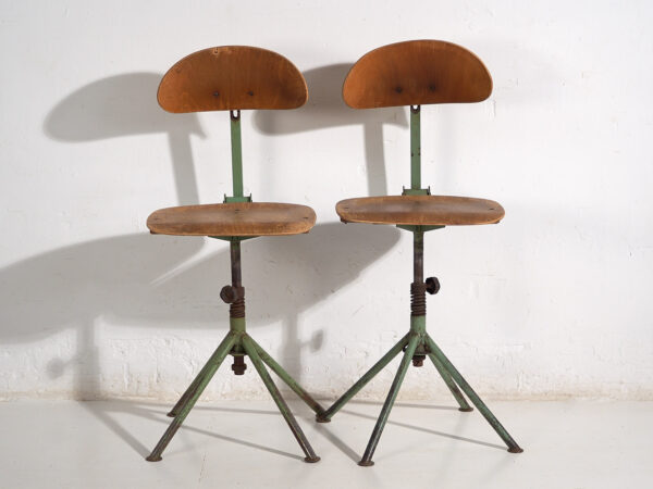 Chaises d'atelier vintage de style industriel (c.1950). Ensemble de 4 pièces #1