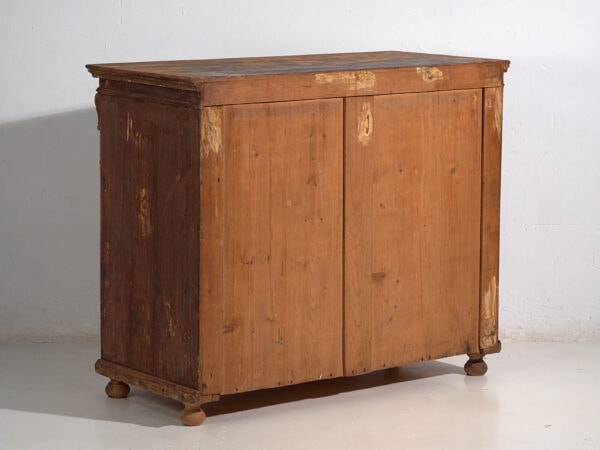 Commode ancienne en bois massif avec poignées en porcelaine (c.1920) #77