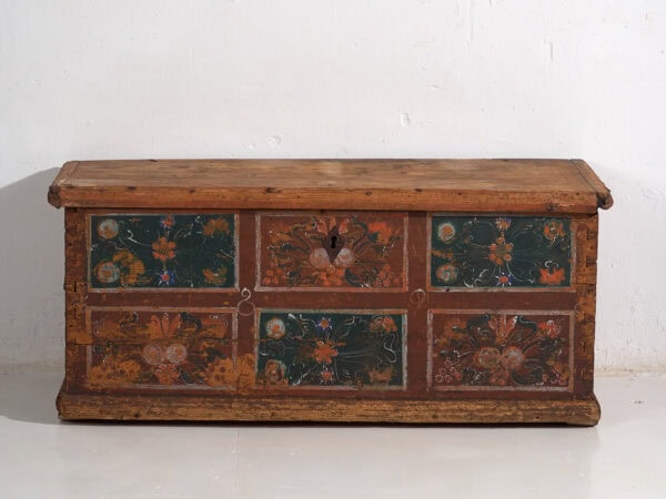 Botte de rangement ancienne avec décoration florale (circa 1895) #102