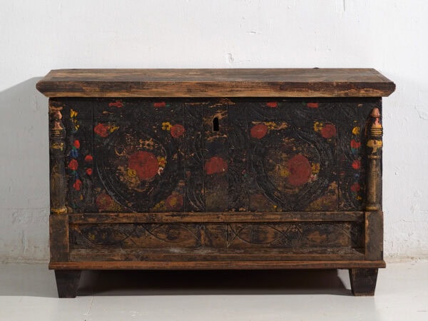 Coffre ancien à décor floral (c.1920) #8