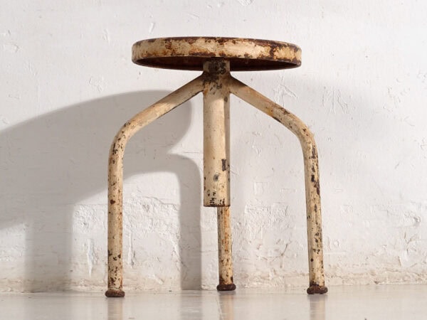 Industrial stool with white patina (c.1950) #7