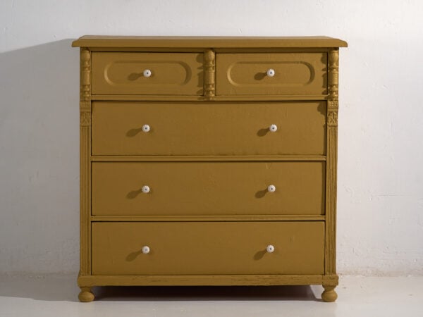 Cómoda grande antigua de color mostaza (c.1920) #78
