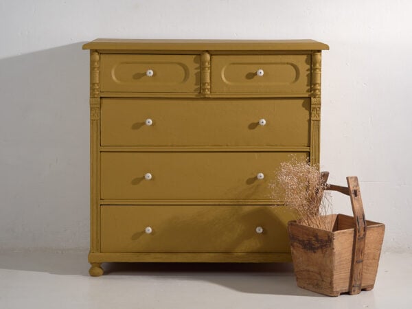 Cómoda grande antigua de color mostaza (c.1920) #78