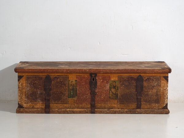 Antiguo baúl nupcial de arte popular (c.1820) #103