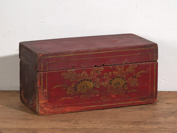 Antique red chest with floral details (c.1900) #44