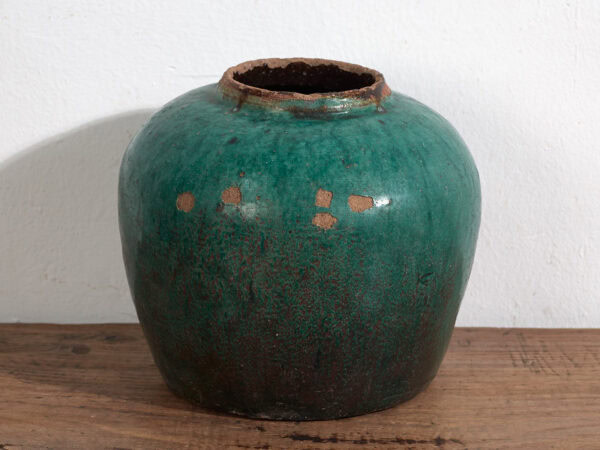 Jarrón redondo antiguo de cerámica esmaltada (c.1820) #16