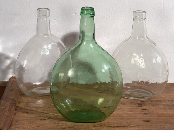 Antiguos floreros de vidrio (c.1920). Conjunto de 3 piezas #12