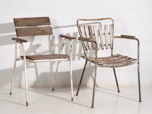 Sillas de jardín antiguas con reposabrazos (c.1920). Conjunto de 2 piezas #23