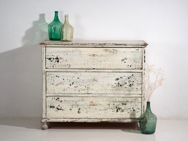 Cajonera grande antigua con pátina de color blanco (c.1920) #42
