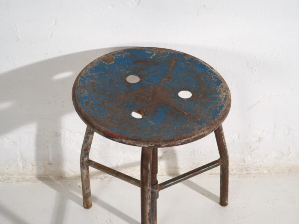 Taburete azul de estilo industrial (c.1950) #8