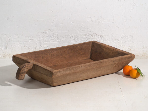 Antigua bandeja de madera maciza con asa (c.1900) #8