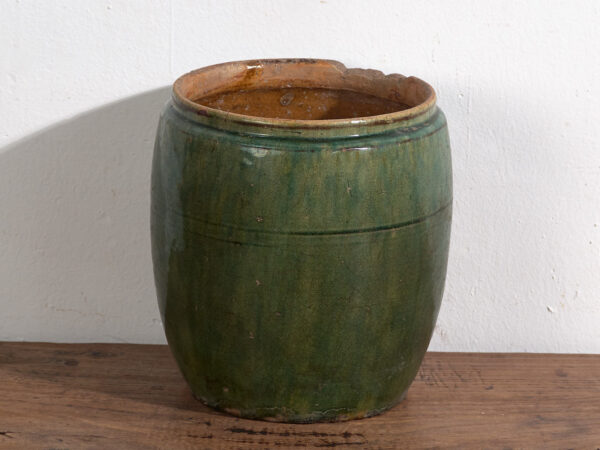 Tarro antiguo esmaltado de color verde esmeralda (c.1820) #2