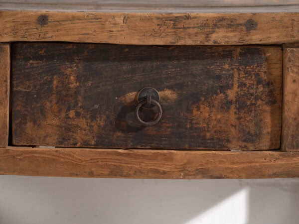 Mesa antigua de madera maciza – Mesa auxiliar china con cajón – circa 1900