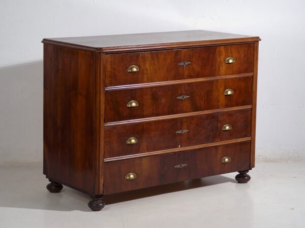 Cómoda antigua de madera de pino con cajones y tiradores de latón – Europa Central, circa 1900 #28