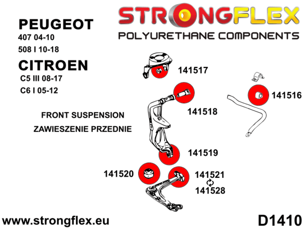 Front steering knuckle bushing - upper SPORT