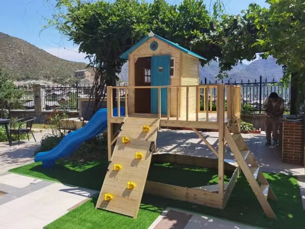 Kids Outdoor Playhouse with Slide and Climbing Frame - Image 4