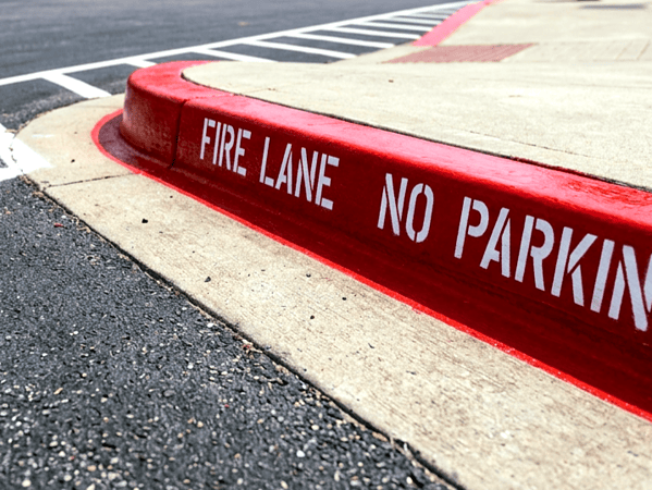 Fire lane striping and markings for North Houston TX commercial property