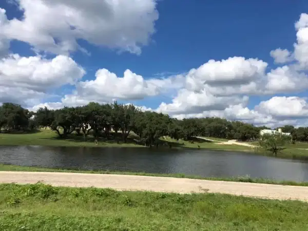 Aerial view of 1600-acre Run N Hide Ranch in Texas