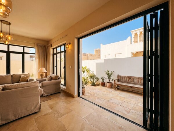 Bi-fold aluminium doors in a Sharjah family villa