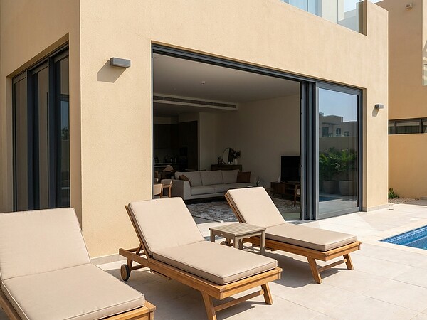 Lift-and-slide aluminium doors on a Palm Jumeirah home