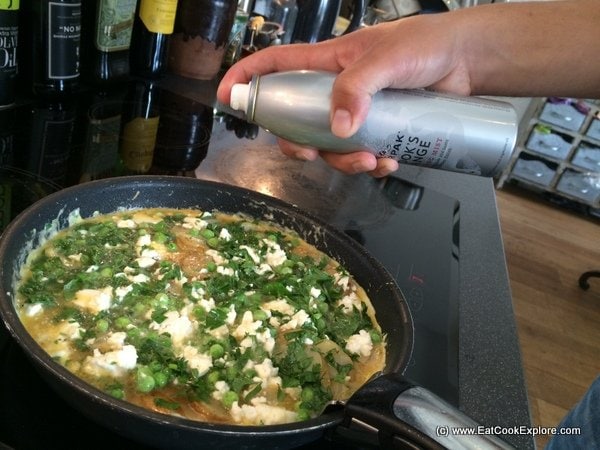 Feta Cheese, Peas and herb Tortilla by James Ramsden 5 Feta Tortilla with Lurpak's Cooking Mist