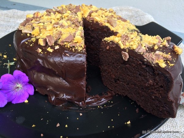 A slice of Bruce Bogtrotters chocolate cake
