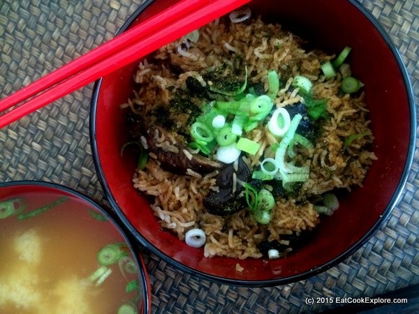 chicken and shitake mushroom one pot rice