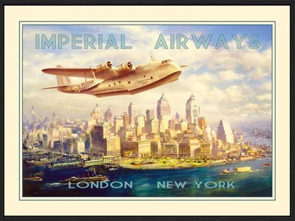 Imperial Airways - London to New York - Canvas Gallery Black