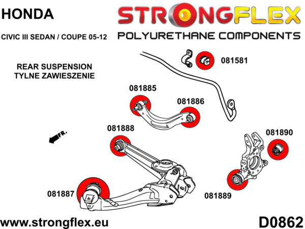 Rear suspension bush kit SPORT