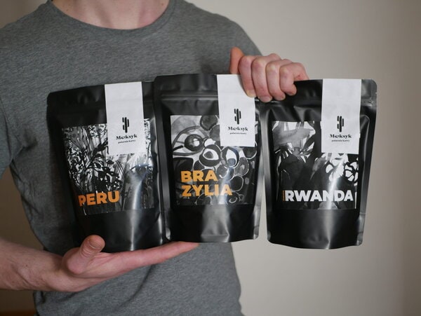 Pakiet degustacyjny świeżo palonych kaw z Rybnika. Peru, Brazylia, Rwanda Robusta. Dedykowany pod espresso.