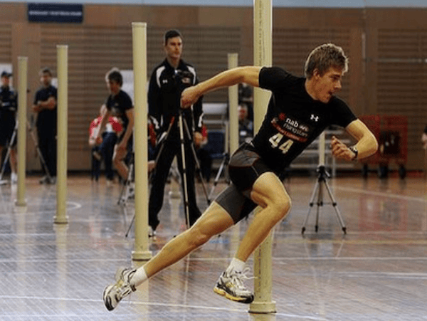 Athlete completing agility and change of direction drills
