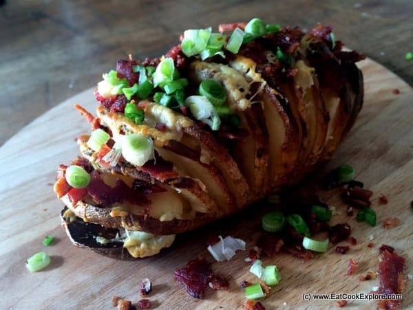 Hasselback Baked potatoes with cheese and bacon