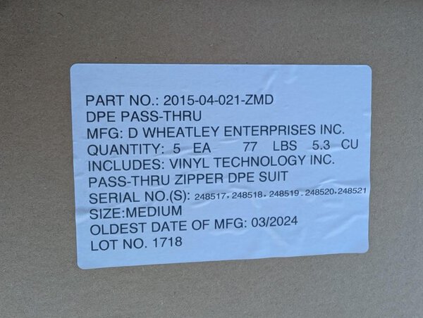 ITAR Controlled Demilitarization Protective Ensemble (DPE) - Level B Protective Suit - Image 9