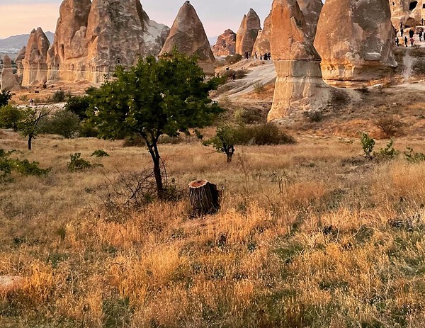 goreme-cappadocia-sunset view of rock formations in cappadocia after sunset