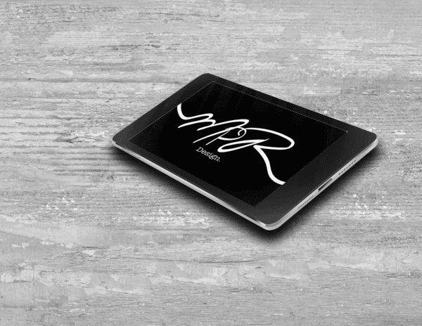 MPR Designs logo on a ipad