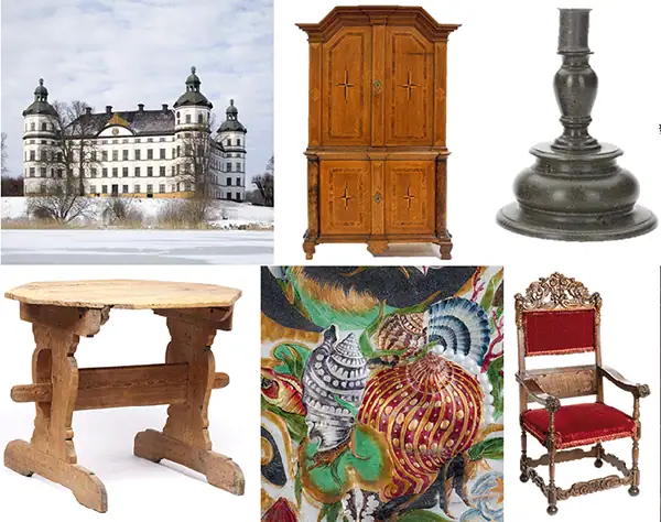 Skokloster och möbler från barocken.