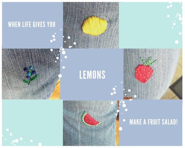 when life gives you lemons - embroidery on jeans