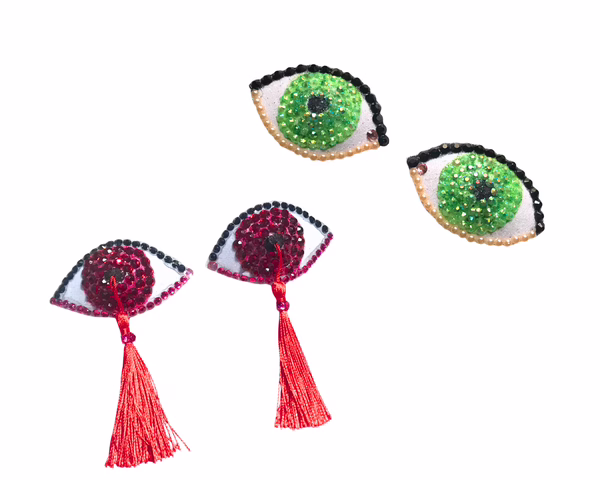 Evil Eye Rhinestone Tassel Pasties handmade for burlesque and drag performances